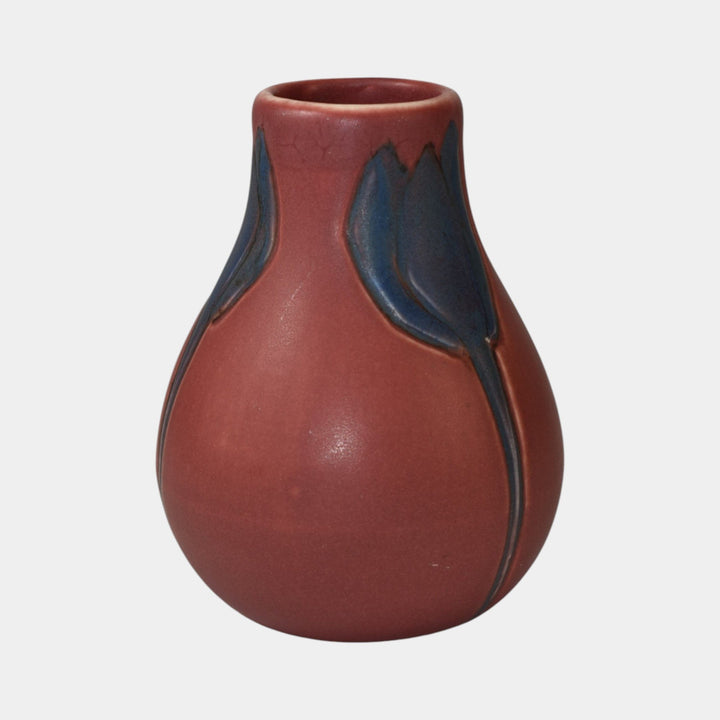 Rookwood 1905 Vintage Arts And Crafts Pottery Blue Flower Red Vase 969E Coyne