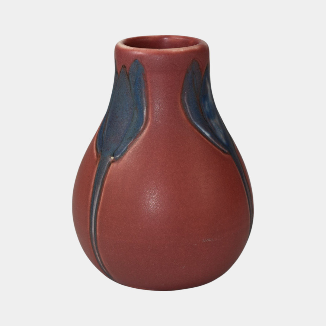 Rookwood 1905 Vintage Arts And Crafts Pottery Blue Flower Red Vase 969E Coyne