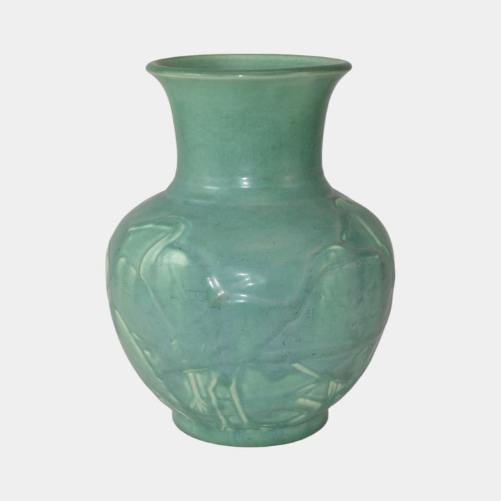 Rookwood 1945 Vintage Art Pottery Matte Green Egret Ceramic Vase 6516