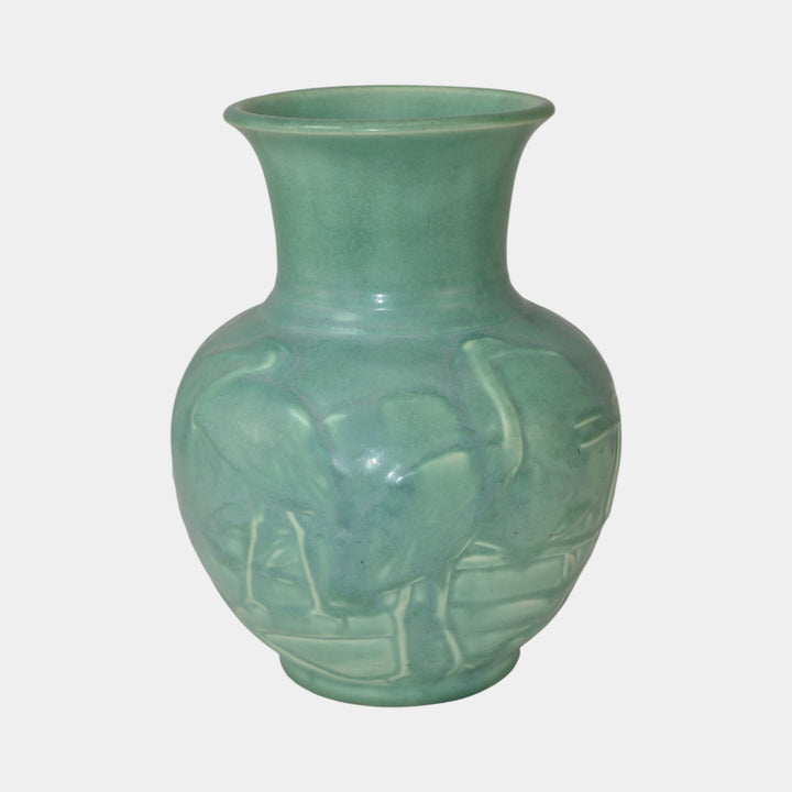 Rookwood 1945 Vintage Art Pottery Matte Green Egret Ceramic Vase 6516