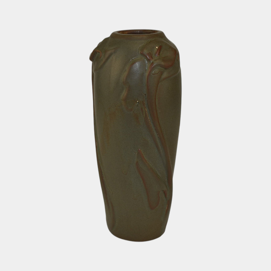 Van Briggle Art Pottery Ming Green Calla Lily And Leaves Ceramic Vase