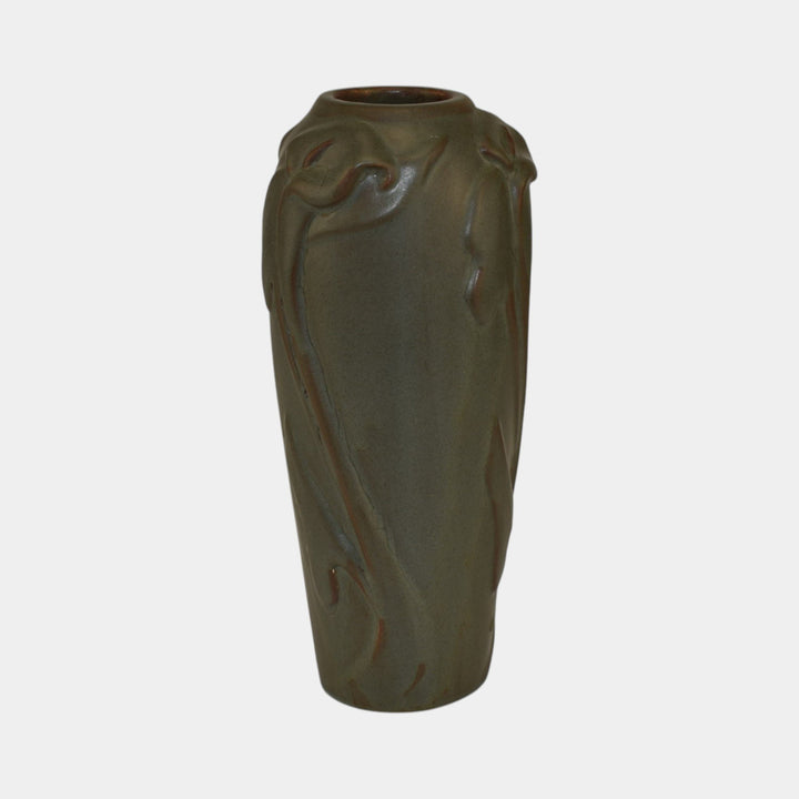 Van Briggle Art Pottery Ming Green Calla Lily And Leaves Ceramic Vase