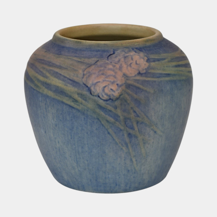 Newcomb College 1933 Vintage Arts and Crafts Pottery Blue Pine Cone Vase Bailey - Just Art Pottery