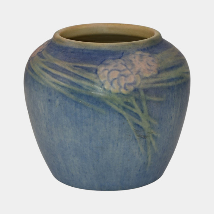 Newcomb College 1933 Vintage Arts and Crafts Pottery Blue Pine Cone Vase Bailey - Just Art Pottery