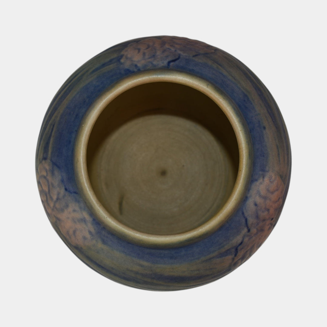 Newcomb College 1933 Vintage Arts and Crafts Pottery Blue Pine Cone Vase Bailey - Just Art Pottery