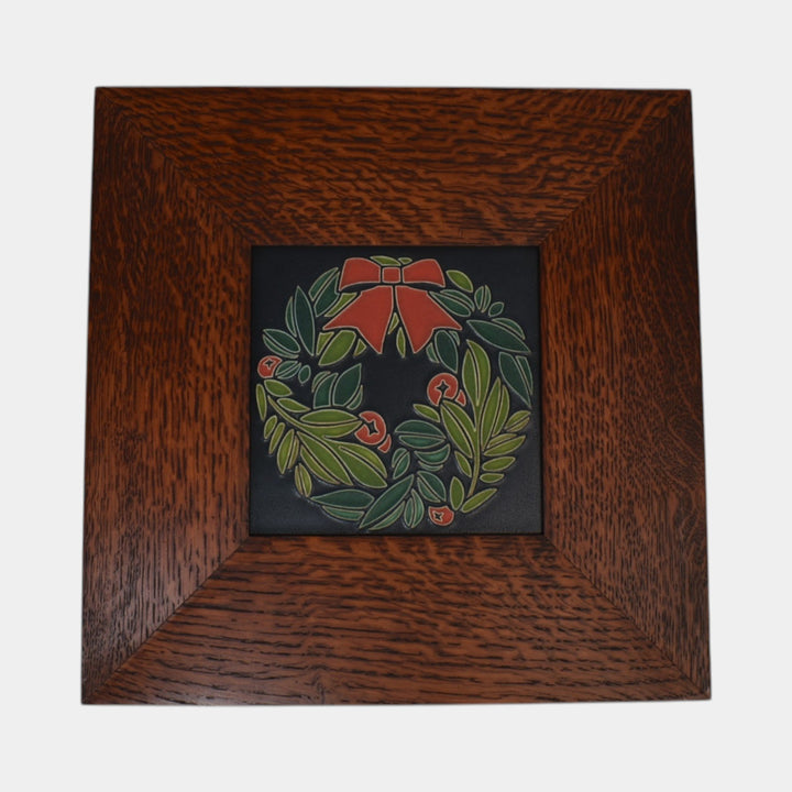 Motawi Tileworks Hand Made Art Pottery Framed Christmas Wreath Ceramic Tile