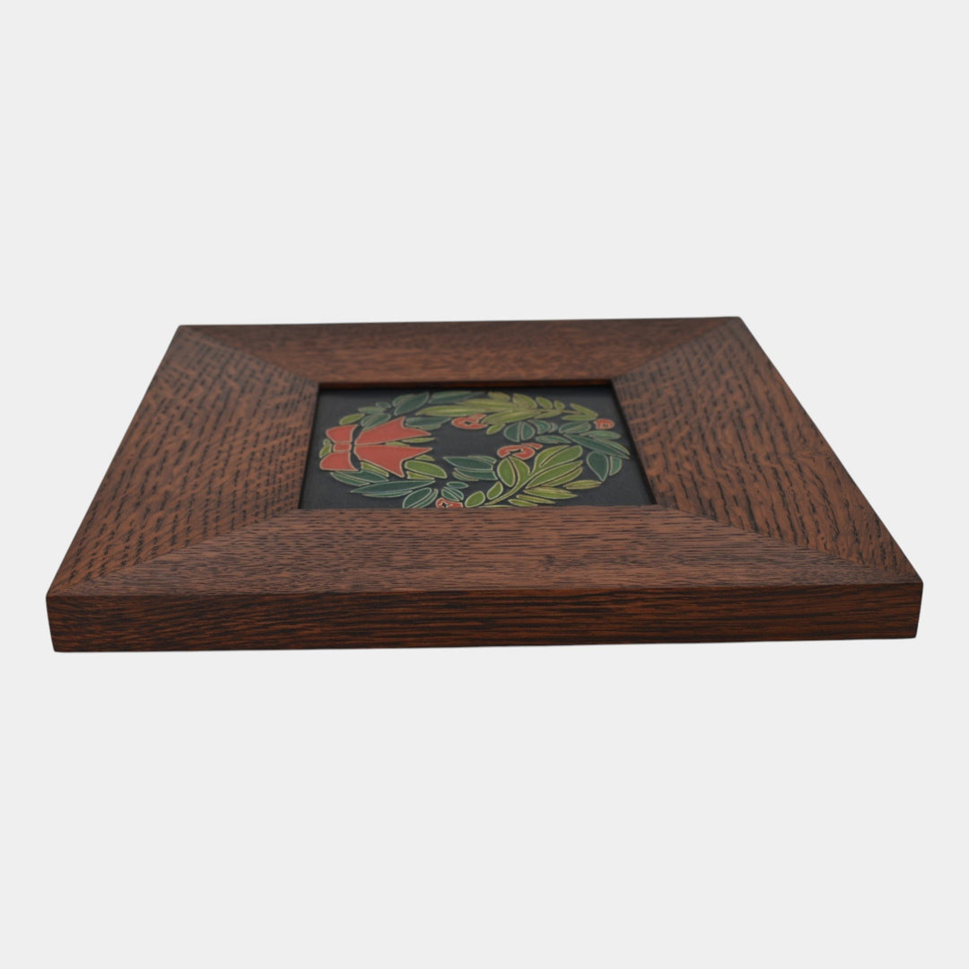 Motawi Tileworks Hand Made Art Pottery Framed Christmas Wreath Ceramic Tile