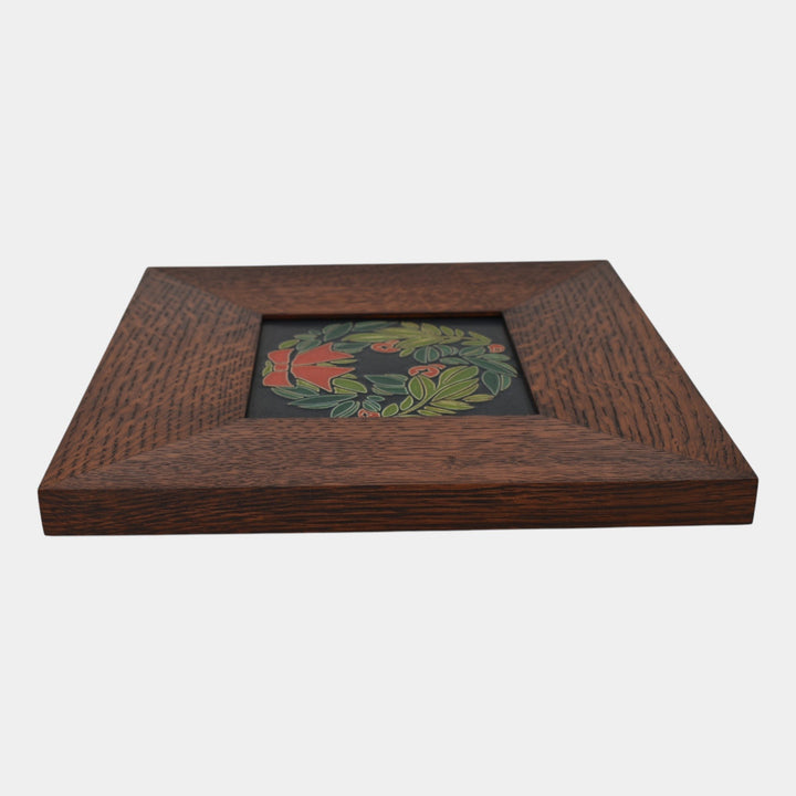 Motawi Tileworks Hand Made Art Pottery Framed Christmas Wreath Ceramic Tile