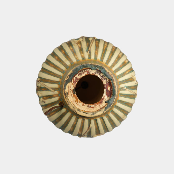 Roseville Cherry Blossom 1933 Vintage Art Pottery Brown Factory Lamp - Just Art Pottery