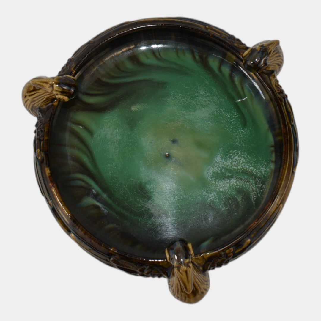 Fulper 1917-34 Arts And Crafts Pottery Flambe Ibis Footed Bowl 500