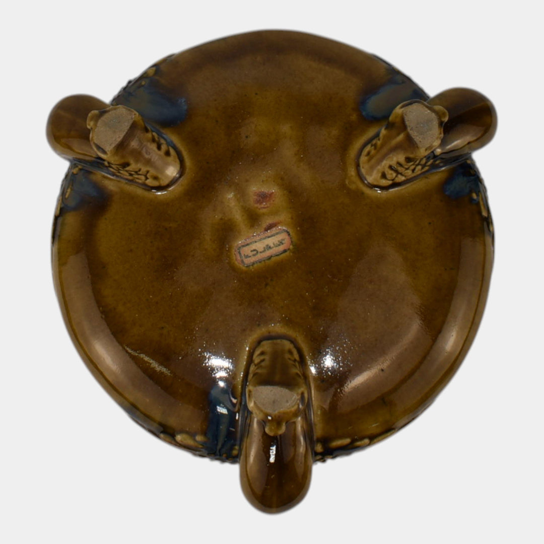 Fulper 1917-34 Arts And Crafts Pottery Flambe Ibis Footed Bowl 500