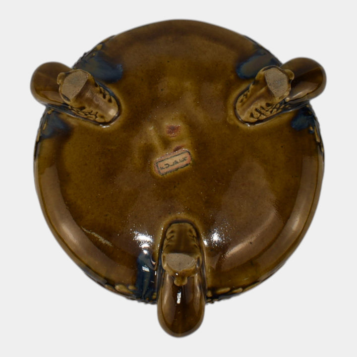 Fulper 1917-34 Arts And Crafts Pottery Flambe Ibis Footed Bowl 500