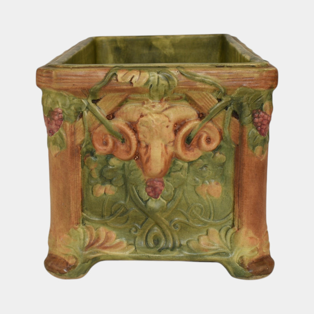 Weller Woodcraft Flemish 1920s Vintage Pottery Scenic Cows Window Box Planter