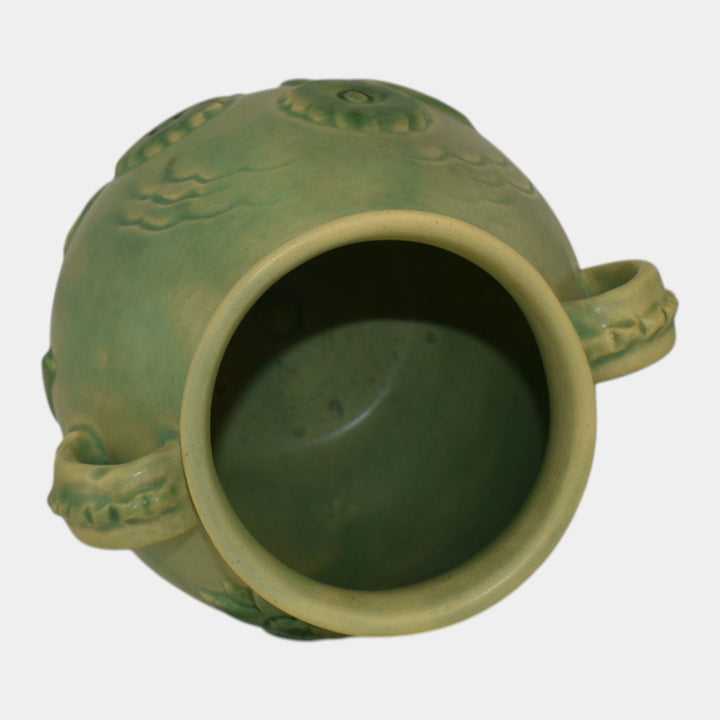 Weller Manhattan Early 1930s Vintage Art Deco Pottery Green Ceramic Flower Vase