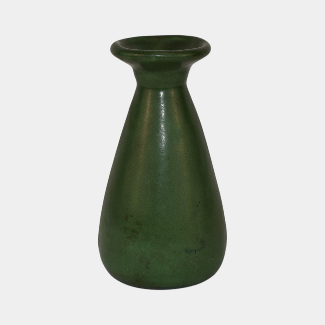 Weller Matte Green 1910s Vintage Arts and Crafts Pottery Flared Rim Vase