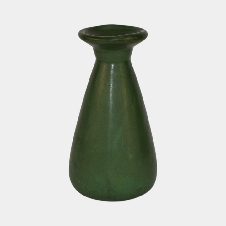 Weller Matte Green 1910s Vintage Arts and Crafts Pottery Flared Rim Vase
