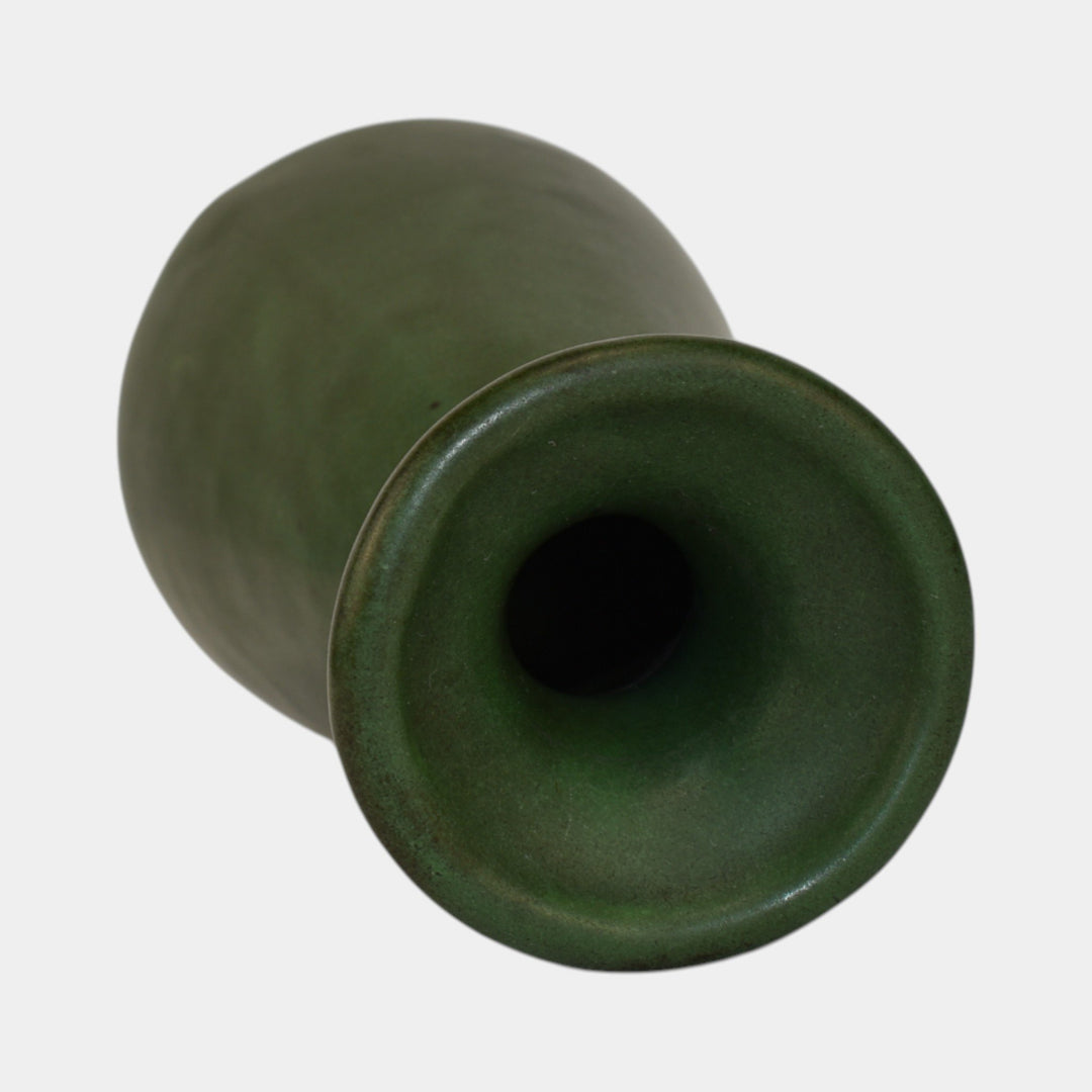 Weller Matte Green 1910s Vintage Arts and Crafts Pottery Flared Rim Vase