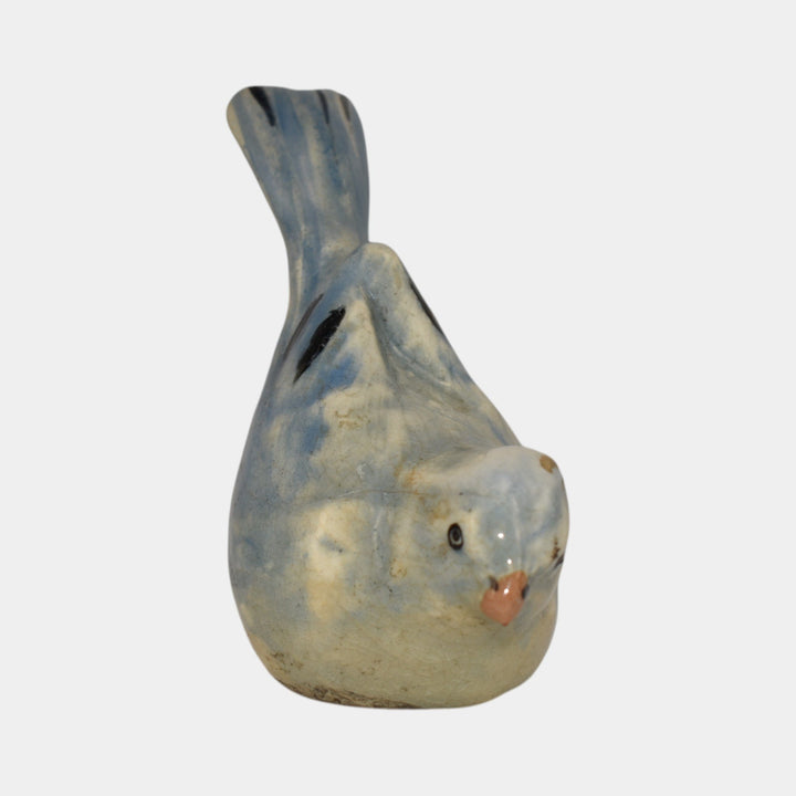 Weller Brighton 1915 Vintage Art Pottery Blue Ceramic Bird Figurine