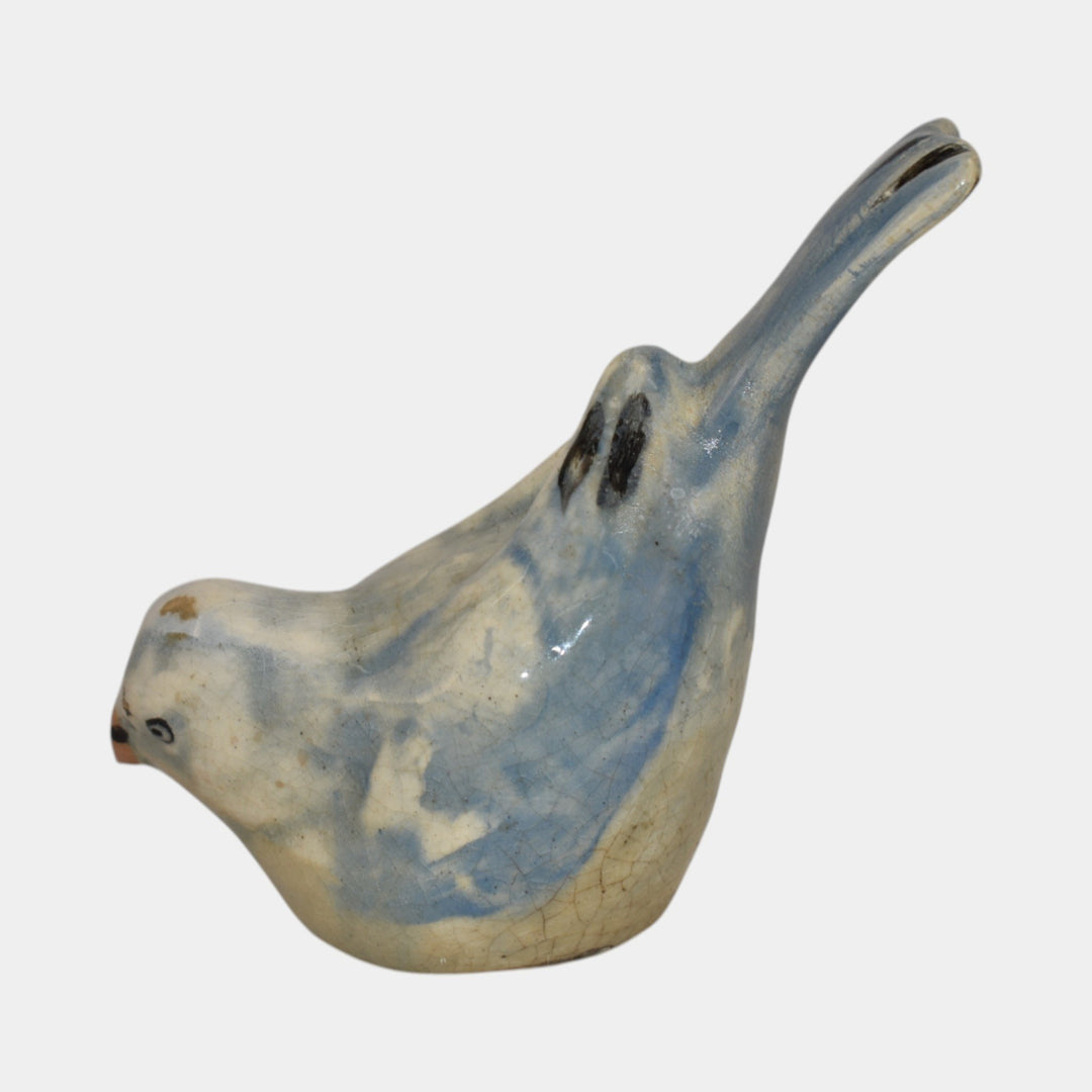 Weller Brighton 1915 Vintage Art Pottery Blue Ceramic Bird Figurine