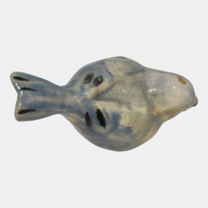 Weller Brighton 1915 Vintage Art Pottery Blue Ceramic Bird Figurine