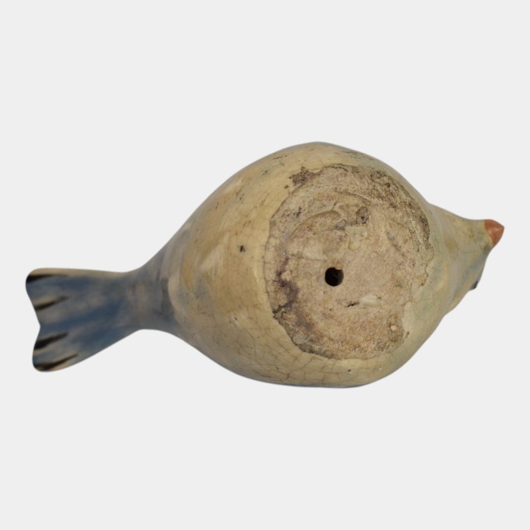 Weller Brighton 1915 Vintage Art Pottery Blue Ceramic Bird Figurine