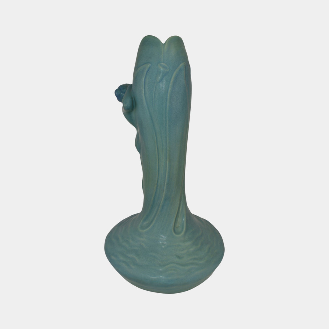 Van Briggle Pottery 1980s Water Nymph Persian Blue Figural Floor Vase