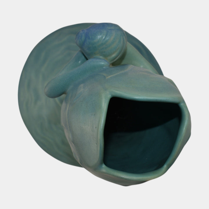 Van Briggle Pottery 1980s Water Nymph Persian Blue Figural Floor Vase