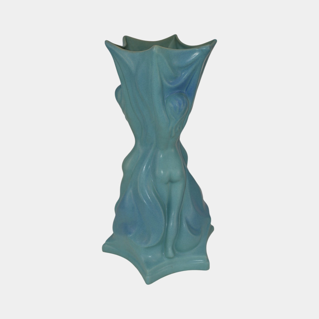 Van Briggle Vintage Art Pottery Three Graces Blue Ceramic Floor Vase - Just Art Pottery