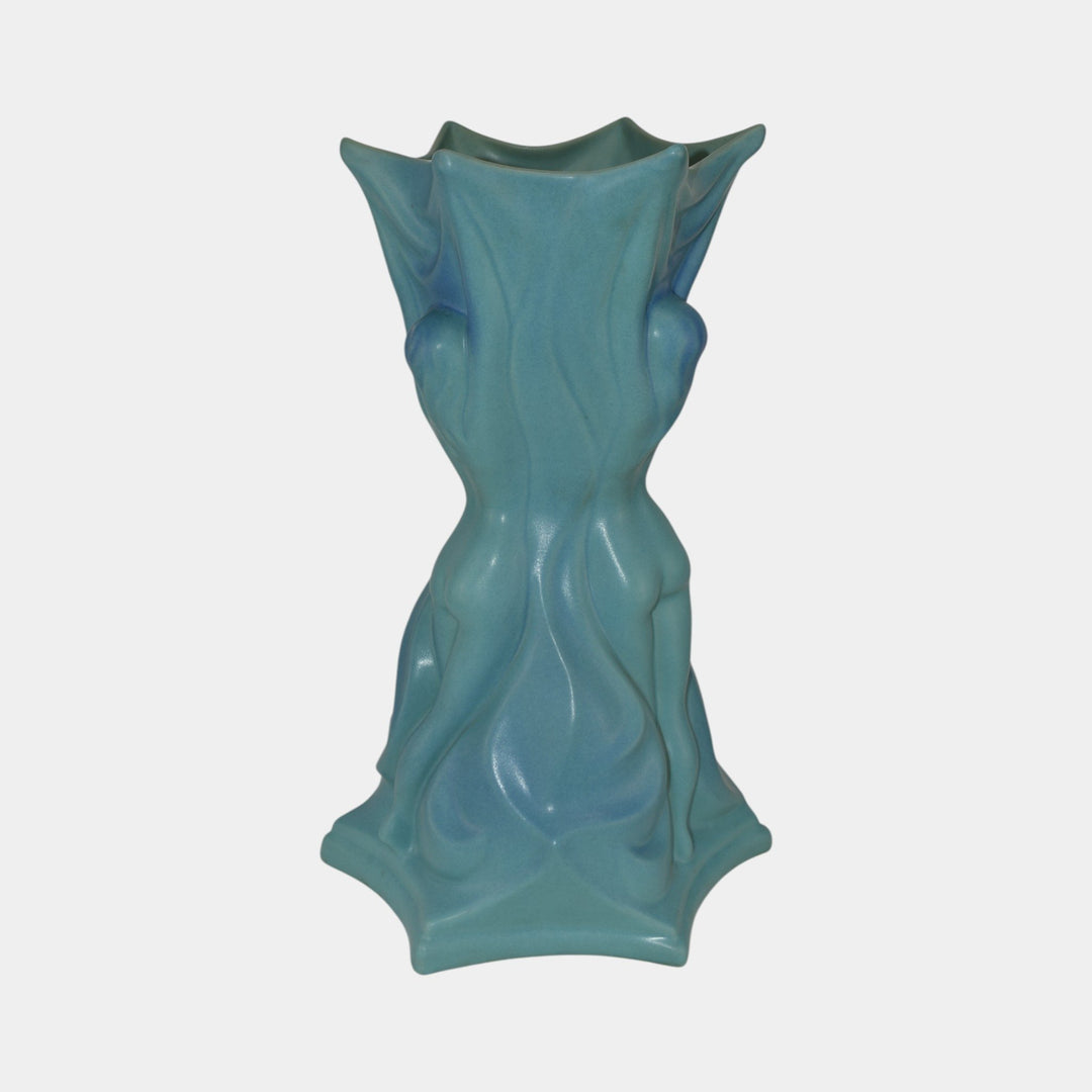 Van Briggle Vintage Art Pottery Three Graces Blue Ceramic Floor Vase - Just Art Pottery