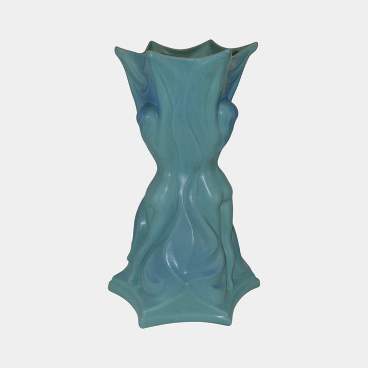 Van Briggle Vintage Art Pottery Three Graces Blue Ceramic Floor Vase - Just Art Pottery