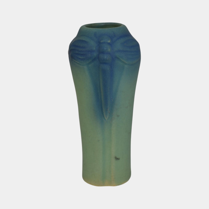 Van Briggle 1920s Vintage Arts And Crafts Pottery Blue Dragonfly Vase 792