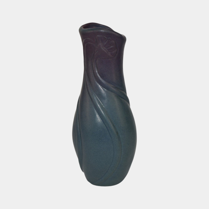 Van Briggle Vintage Mid Century Modern Pottery Blue Purple Ceramic Flower Vase - Just Art Pottery