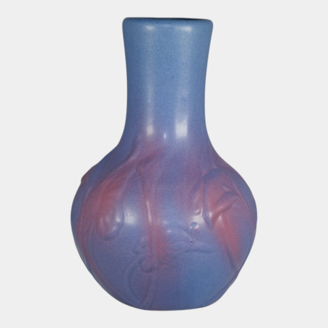 Van Briggle Art Pottery Blue Purple Calla Lily and Leaves Vase Pache - Just Art Pottery