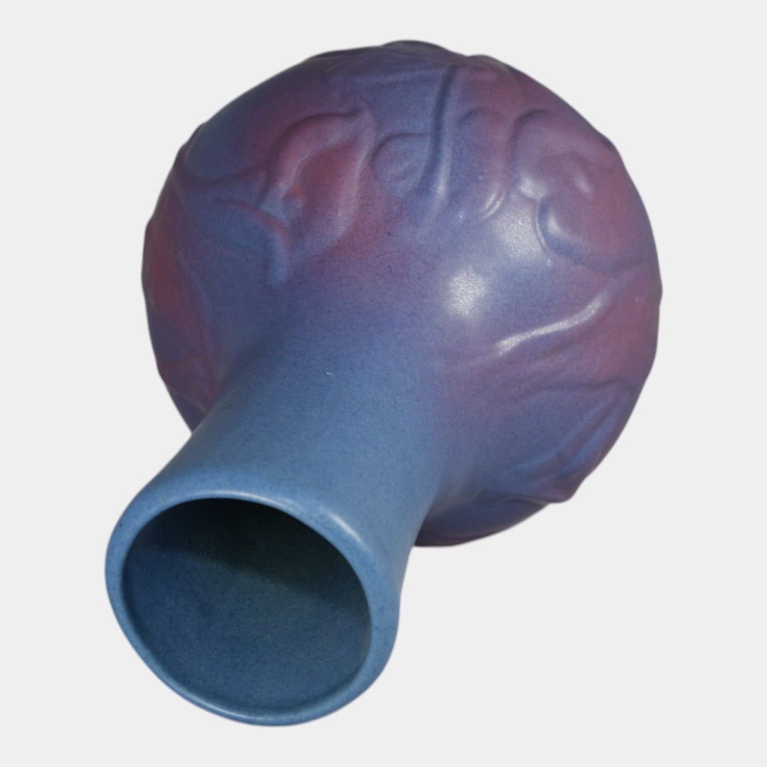 Van Briggle Art Pottery Blue Purple Calla Lily and Leaves Vase Pache - Just Art Pottery