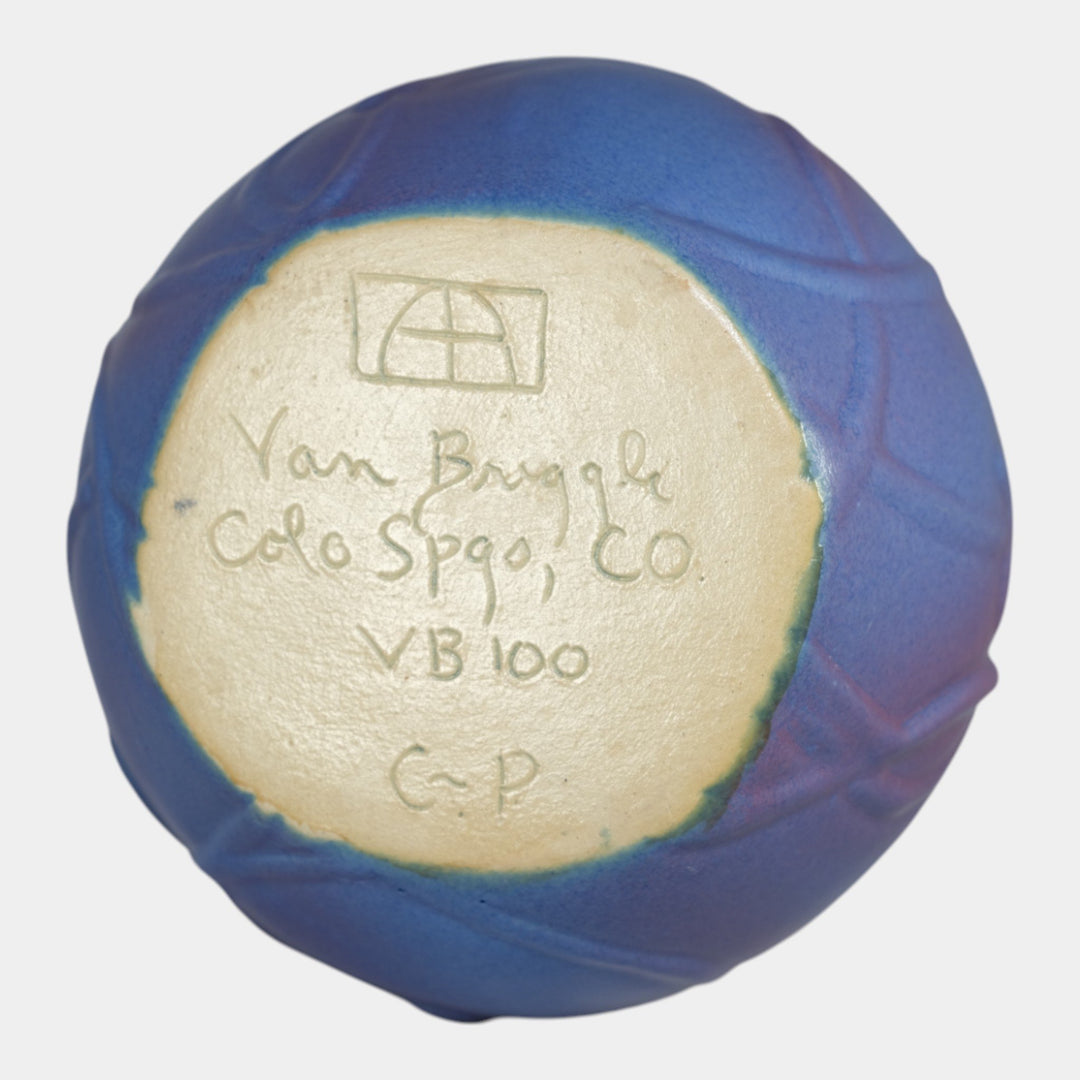 Van Briggle Art Pottery Blue Purple Calla Lily and Leaves Vase Pache - Just Art Pottery