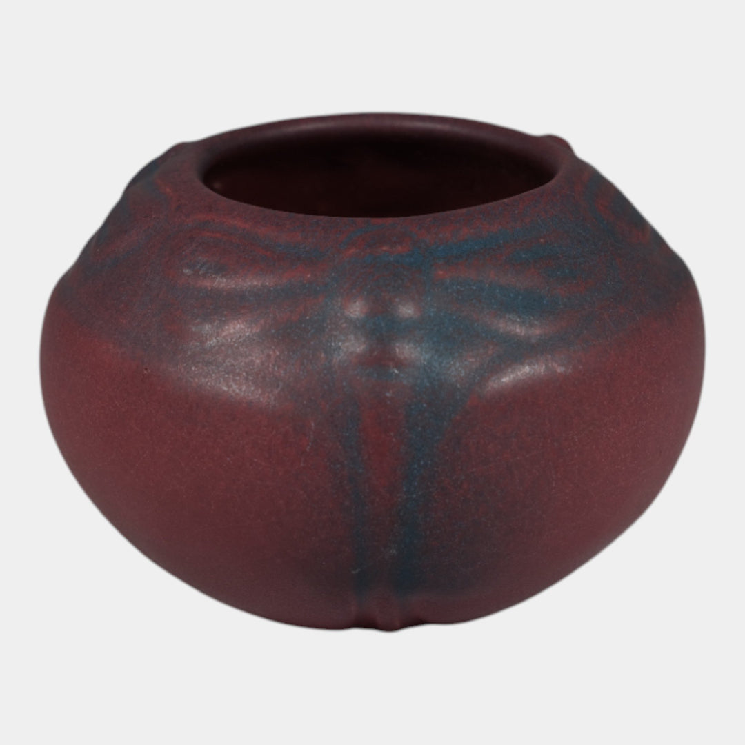Van Briggle Late 1910s Arts And Crafts Pottery Mulberry Dragonfly Vase 837 - Just Art Pottery