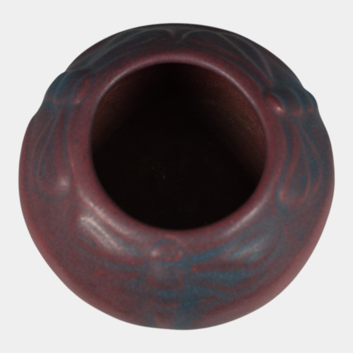 Van Briggle Late 1910s Arts And Crafts Pottery Mulberry Dragonfly Vase 837 - Just Art Pottery