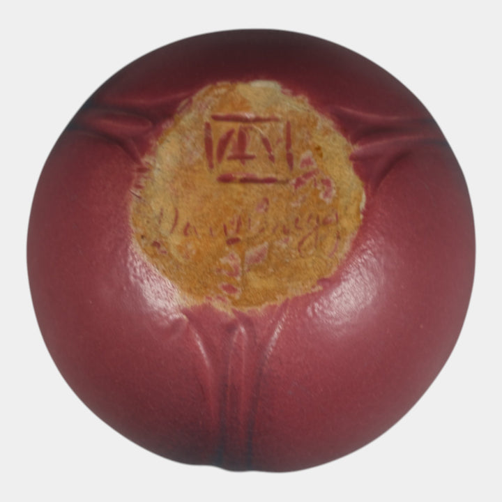 Van Briggle Late 1910s Arts And Crafts Pottery Mulberry Dragonfly Vase 837 - Just Art Pottery