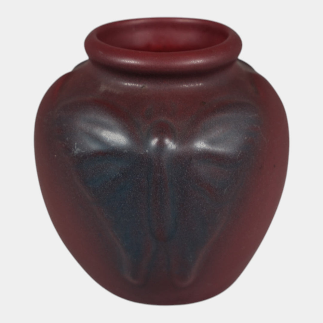 Van Briggle 1920s Vintage Arts And Crafts Pottery Mulberry Butterfly Vase 688