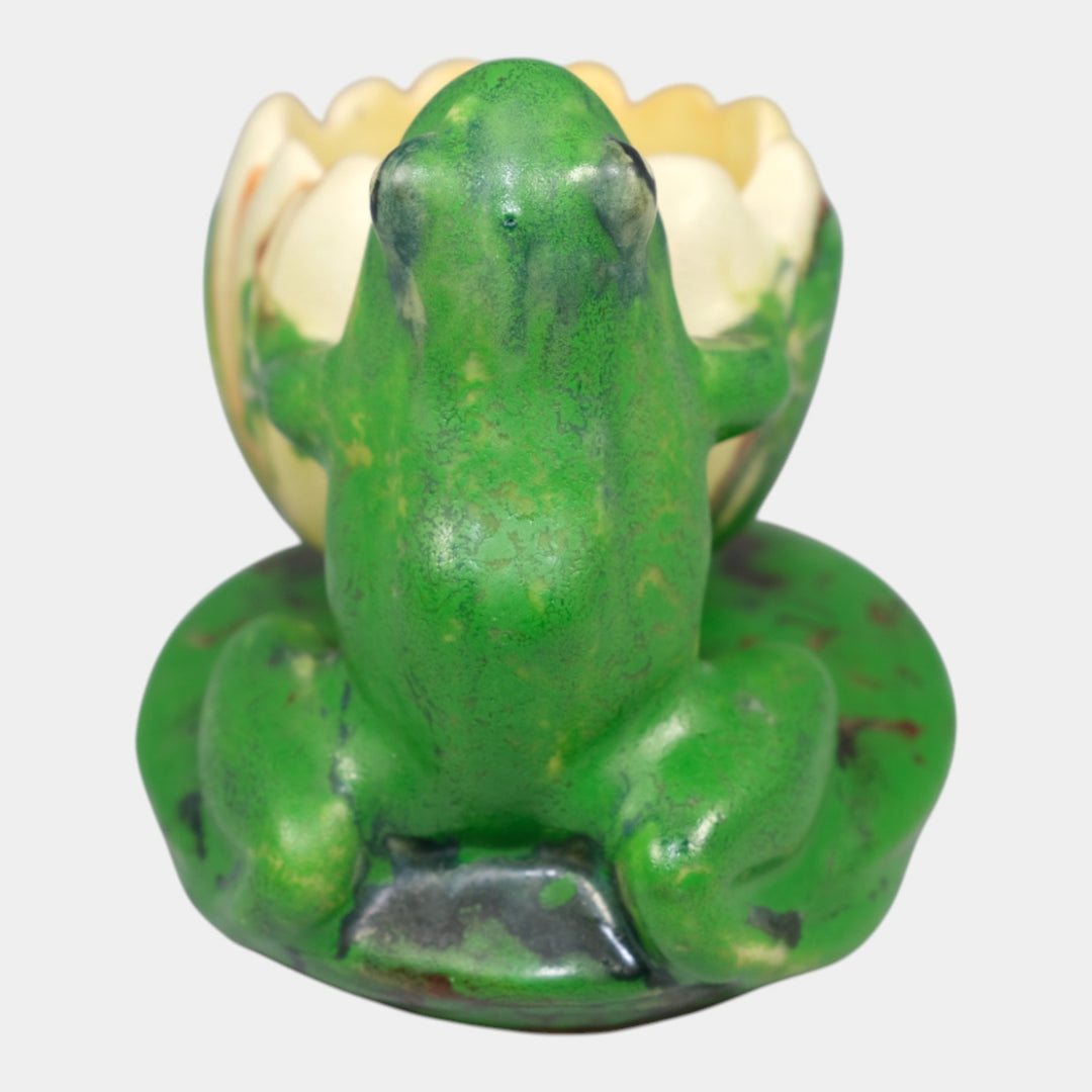 Weller Coppertone 1920s Arts And Crafts Pottery Frog On A Lily Pad Planter