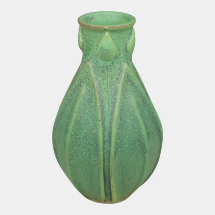 Jemerick Studio Pottery Arts And Crafts Matte Green Hand Crafted Vase - Just Art Pottery