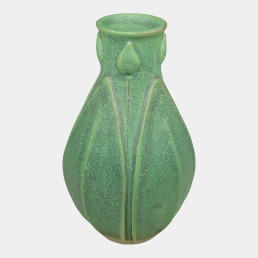 Jemerick Studio Pottery Arts And Crafts Matte Green Hand Crafted Vase - Just Art Pottery