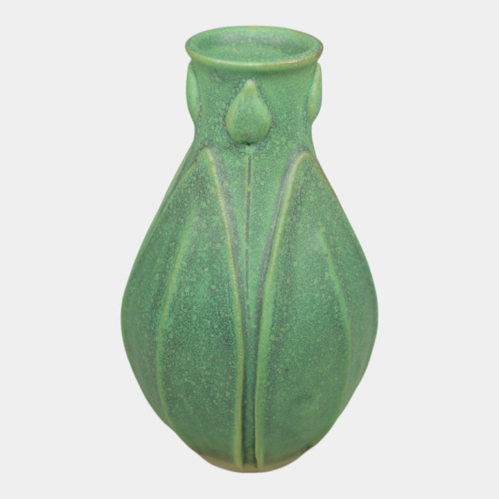 Jemerick Studio Pottery Arts And Crafts Matte Green Hand Crafted Vase - Just Art Pottery
