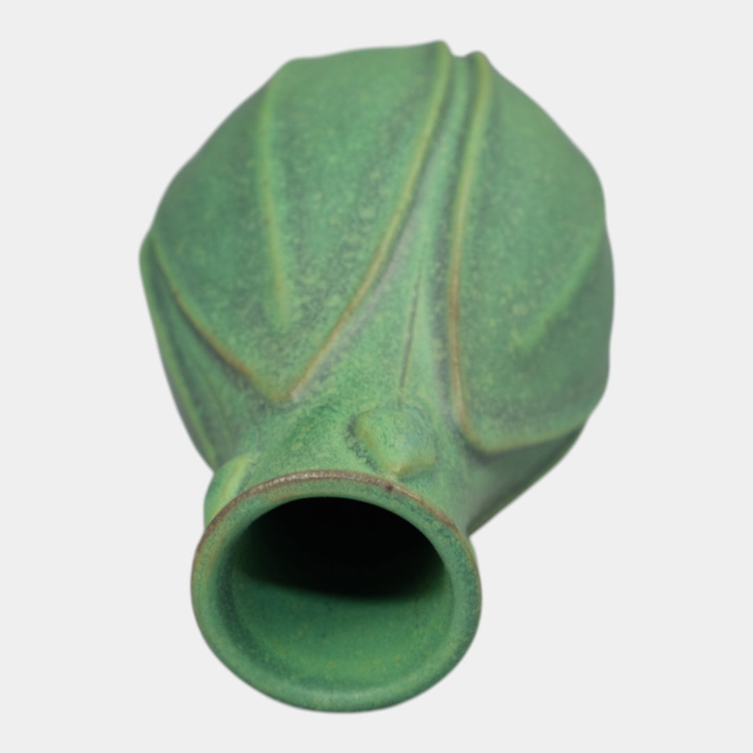 Jemerick Studio Pottery Arts And Crafts Matte Green Hand Crafted Vase - Just Art Pottery