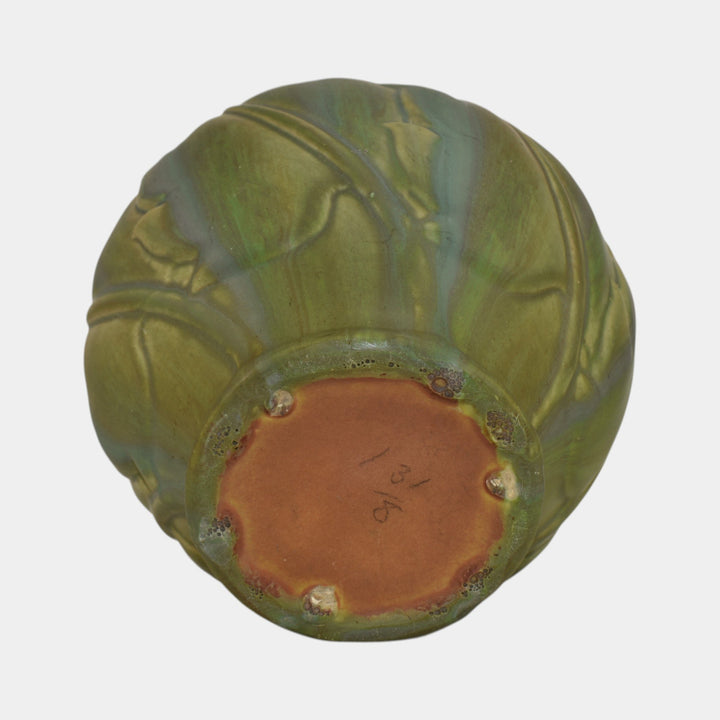 Roseville Early Velmoss 1916 Arts And Crafts Pottery Matte Green Vase 131-8 - Just Art Pottery