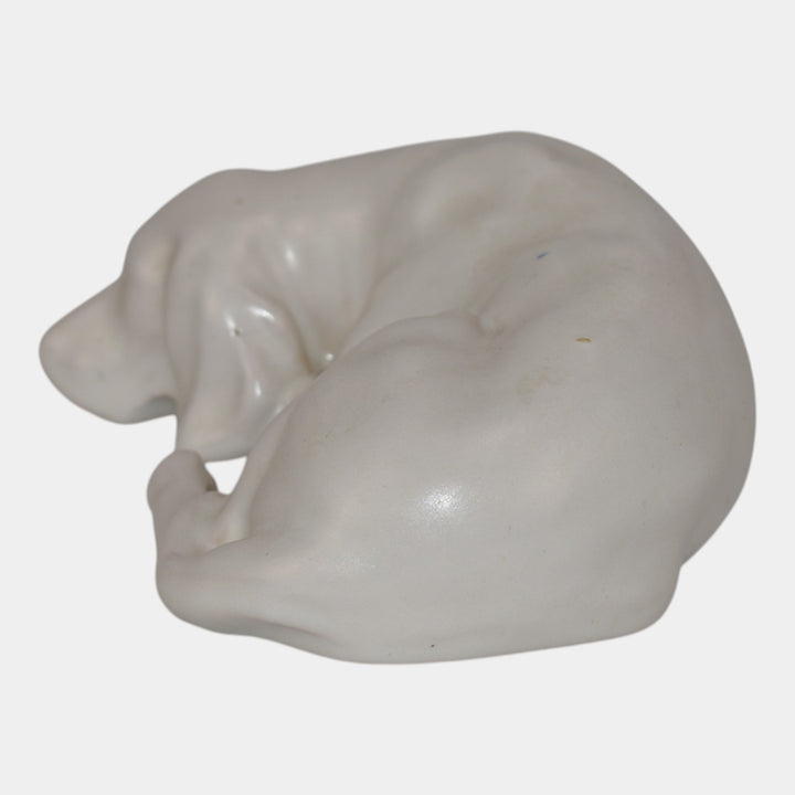 Roseville Ivory II 1933 Vintage Art Pottery Ceramic Dog Statue Figurine - Just Art Pottery