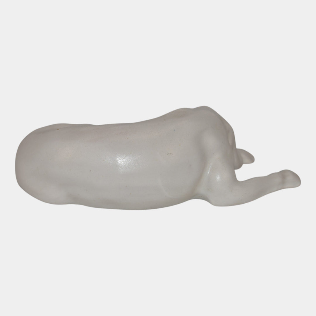 Roseville Ivory II 1933 Vintage Art Pottery Ceramic Dog Statue Figurine - Just Art Pottery