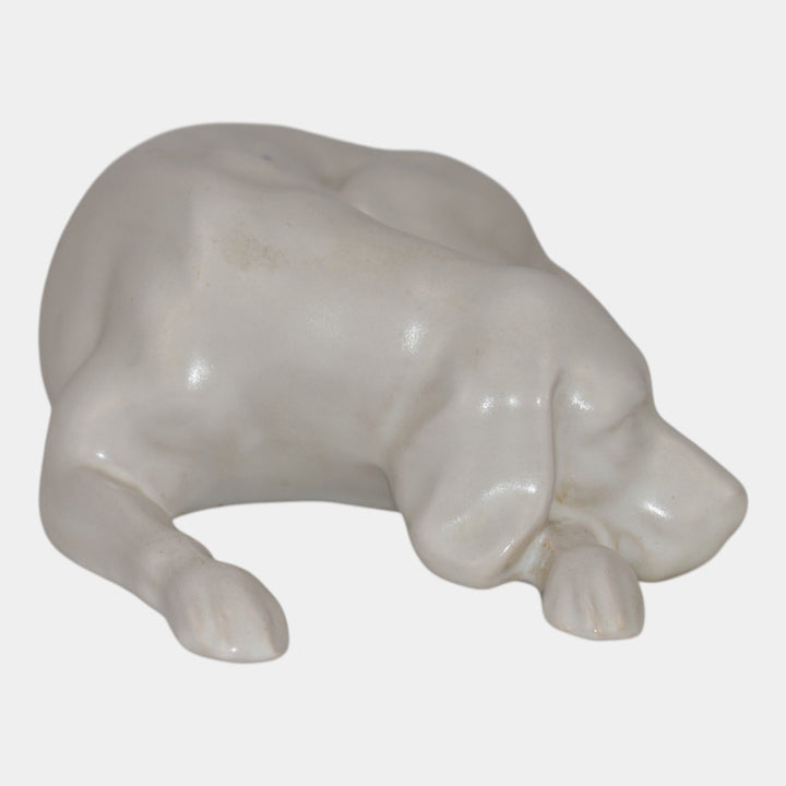 Roseville Ivory II 1933 Vintage Art Pottery Ceramic Dog Statue Figurine - Just Art Pottery