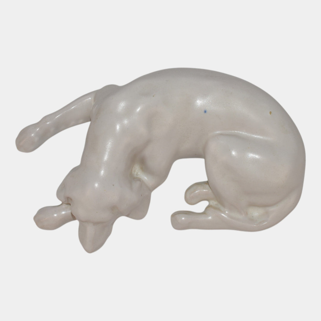 Roseville Ivory II 1933 Vintage Art Pottery Ceramic Dog Statue Figurine - Just Art Pottery