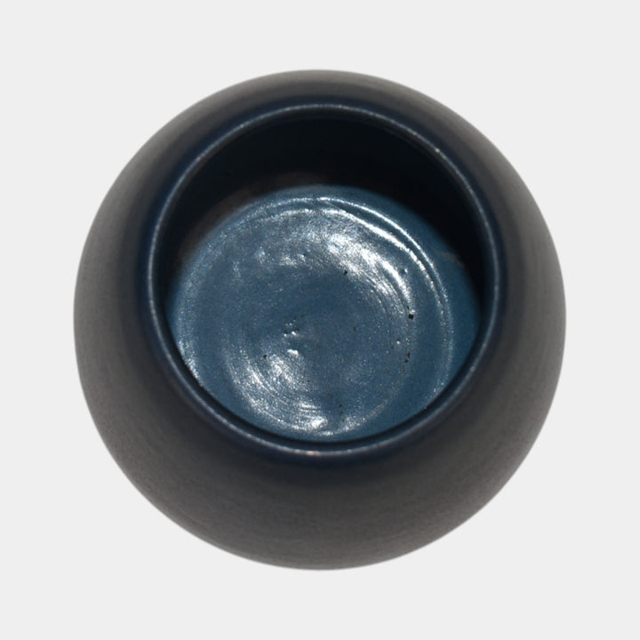 Marblehead Vintage Arts and Crafts Pottery Blue Squat Vase